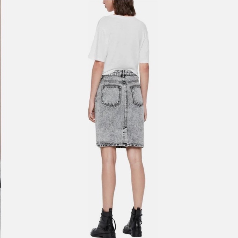AllSaints Nara Pencil Skirt Denim Jean Black Acid Wash Vintage Inspired XS 0 2 4 - Picture 4 of 11